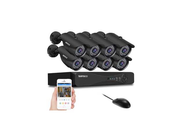 Sansco 8CH 5MP HD CCTV Camera System, 8 Channel DVR Recorder, 8X 2MP Outdoor Bullet Security Cameras, AI Face/Human Detection, Email/APP Alert, No HDD